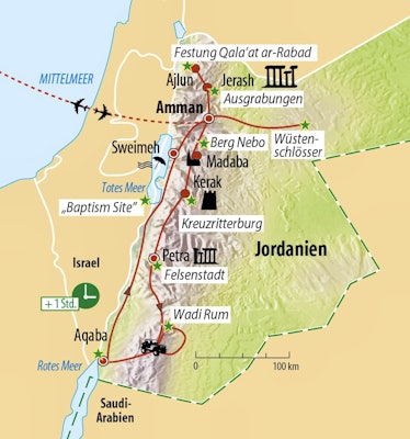 Ihre Reiseroute in Jordanien – © Eberhardt TRAVEL