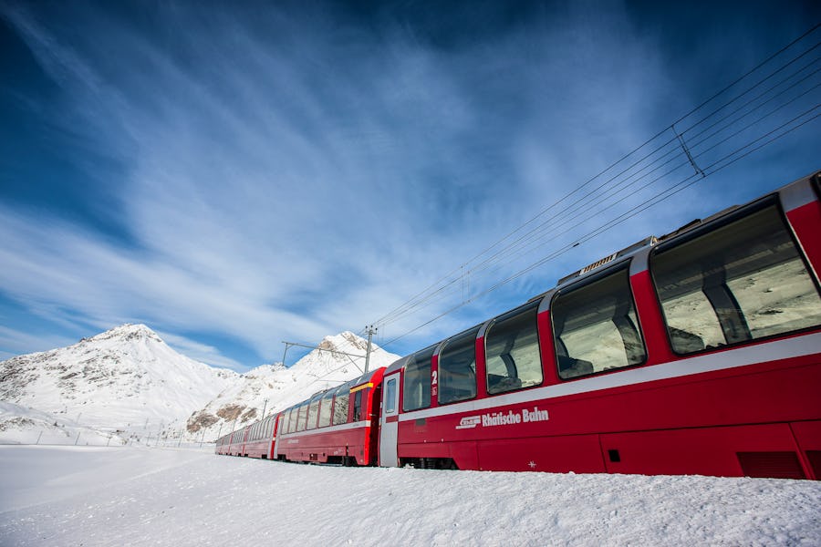 Bernina Express_Berninapass_Winter – © Andrea Badrutt, Rhaetische Bahn