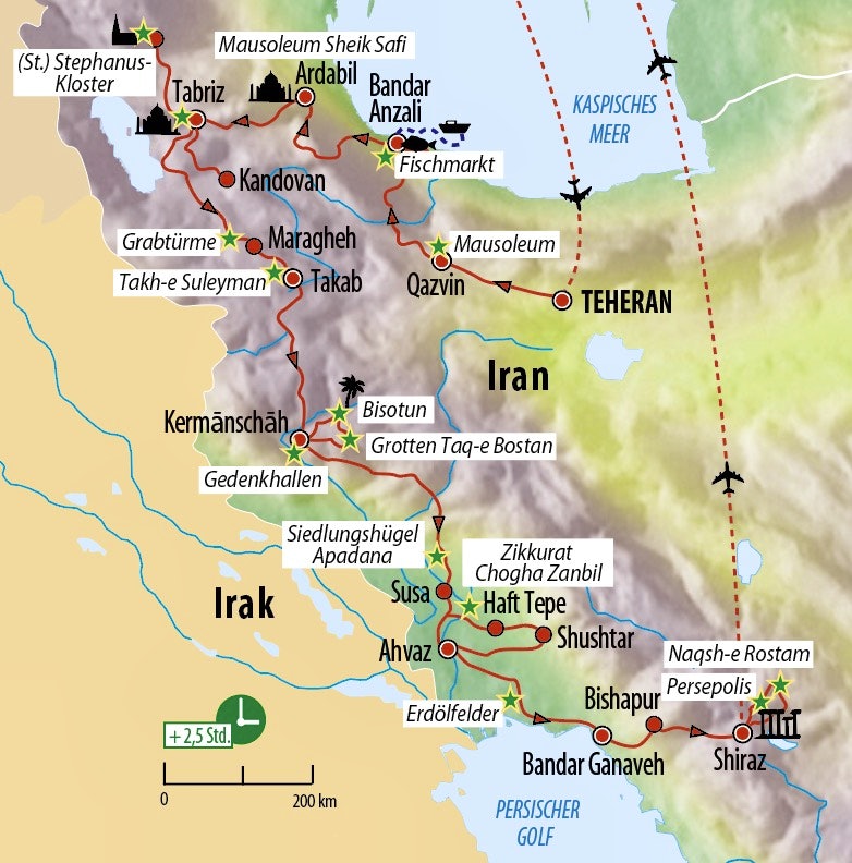 Ihre Reiseroute im Iran&nbsp;&ndash;&nbsp;&copy;&nbsp;Eberhardt TRAVEL