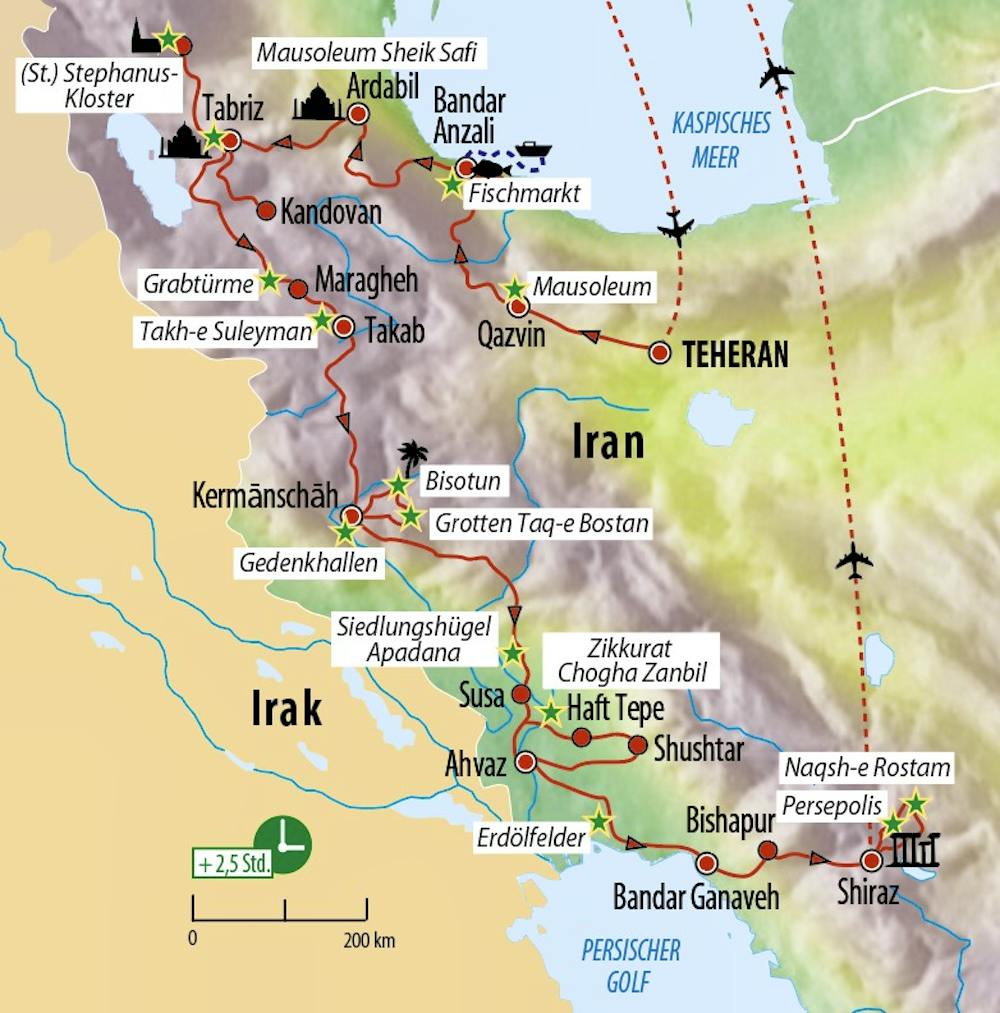 Ihre Reiseroute im Iran – © Eberhardt TRAVEL