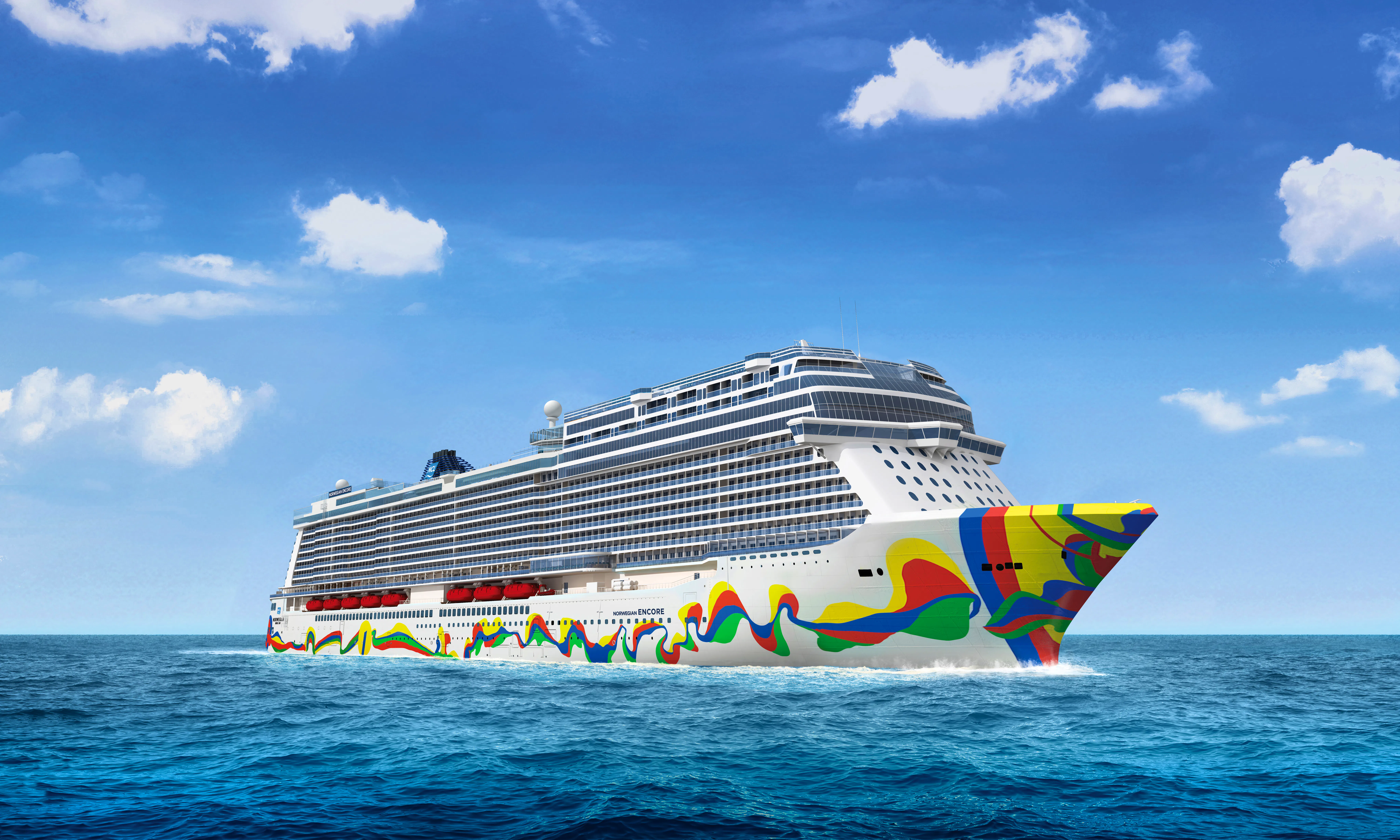 Norwegian Encore – Außenansicht&nbsp;&ndash;&nbsp;&copy;&nbsp;Norwegian Cruise Line, Ltd.