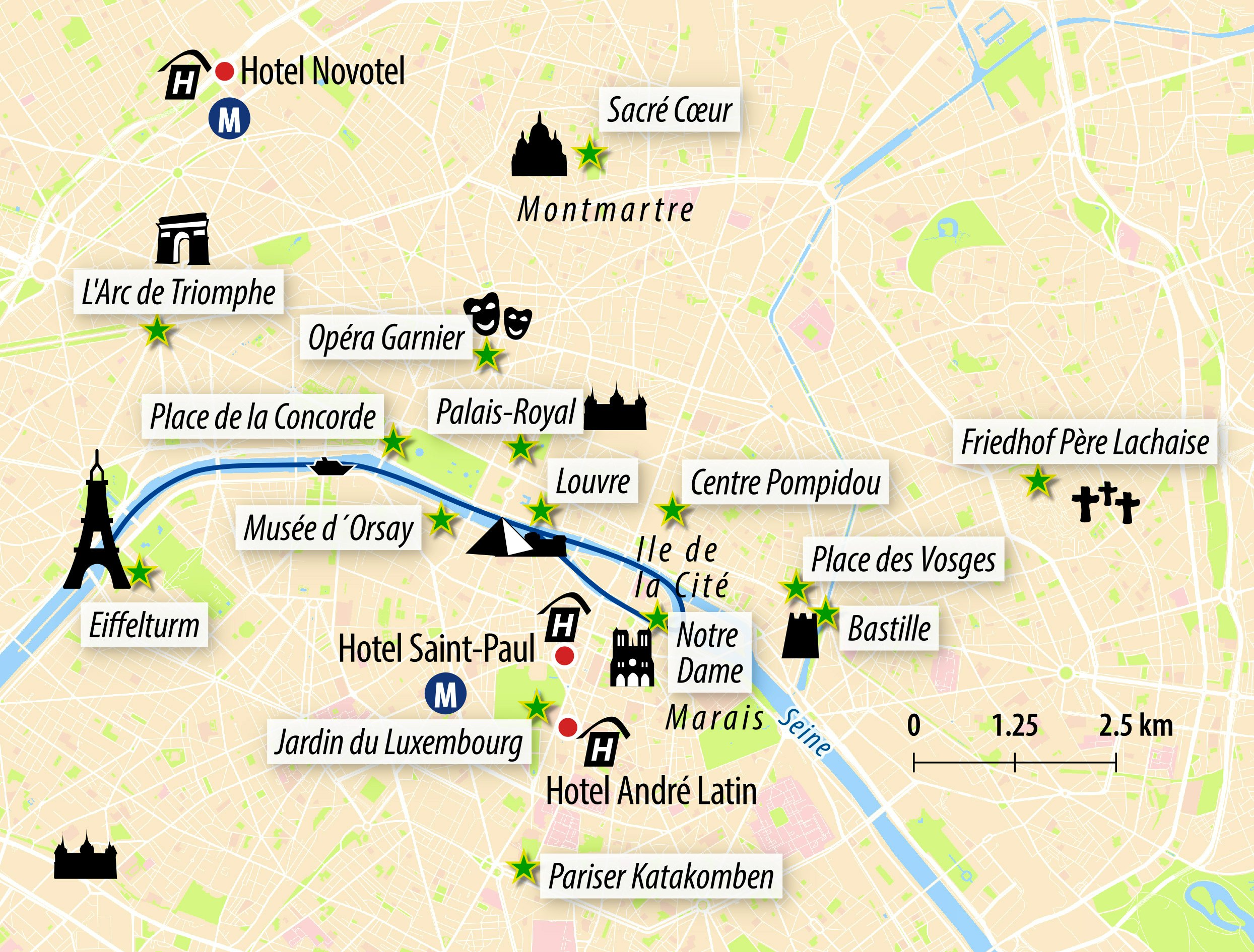 Stadtkarte Paris&nbsp;&ndash;&nbsp;&copy;&nbsp;Eberhardt TRAVEL