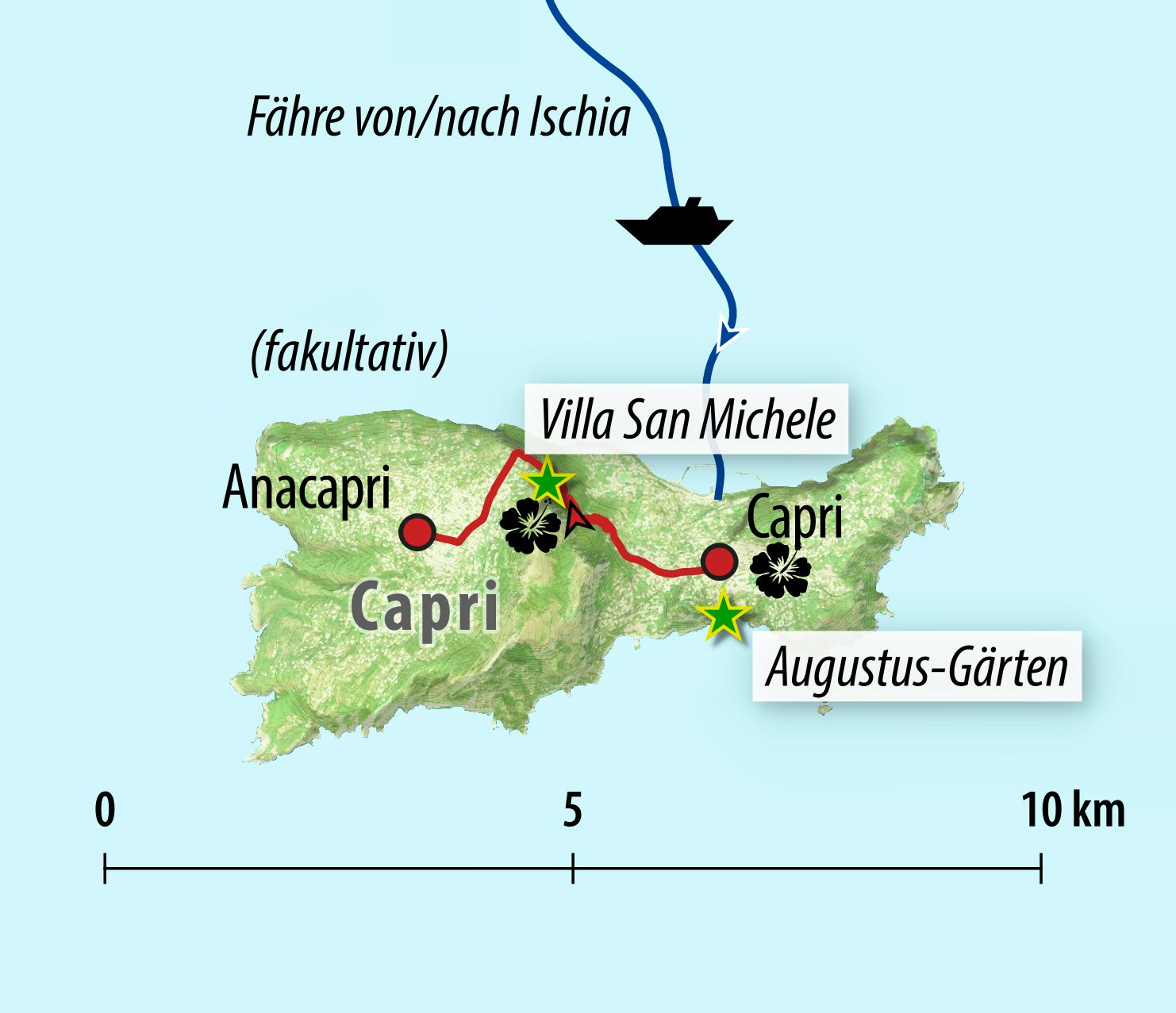 Ihre Reiseroute auf Capri&nbsp;&ndash;&nbsp;&copy;&nbsp;Eberhardt TRAVEL