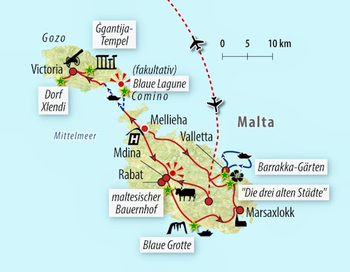 Ihre Reiseroute auf Malta – © Eberhardt TRAVEL