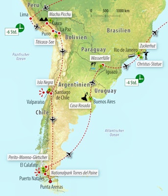 Ihre Reiseroute durch Südamerika – © Eberhardt TRAVEL