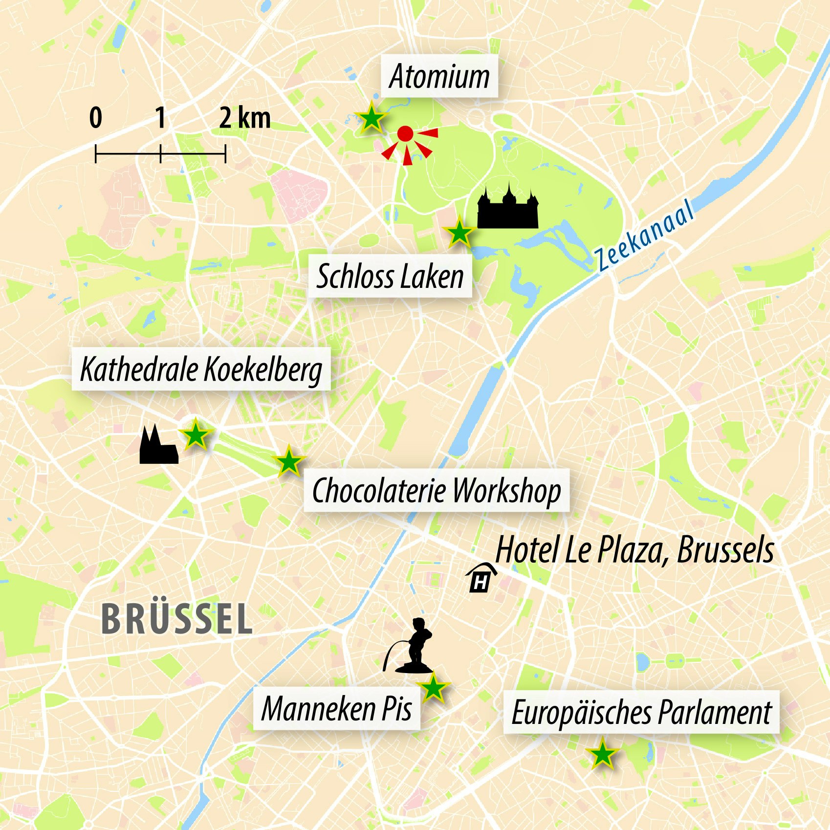 Stadtkarte Brüssel&nbsp;&ndash;&nbsp;&copy;&nbsp;Eberhardt TRAVEL