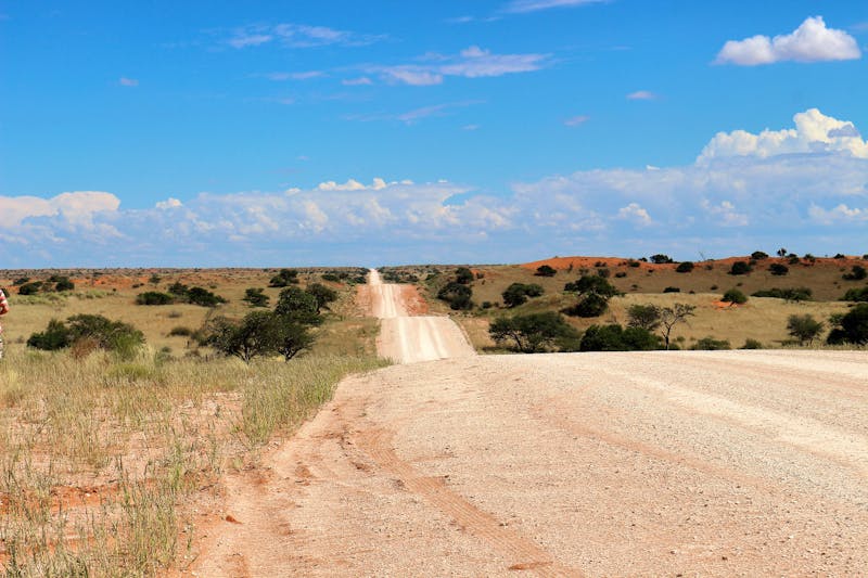 Fahrt in die Kalahari - typische Schotterstraße - ©Eberhardt TRAVEL - Marianne Förster