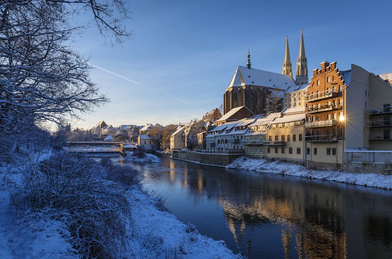 Görlitz im Winter - Neisseufer & Peterskirche - ©Nikolai Schmidt