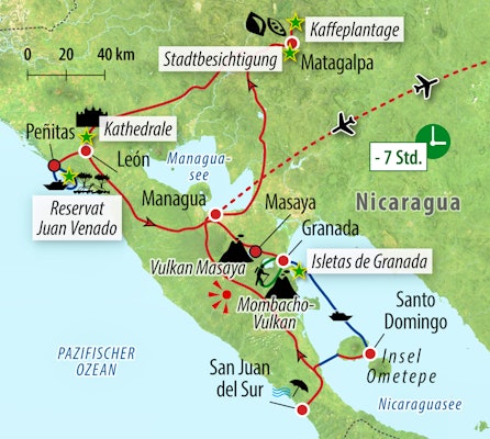 Ihre Reiseroute durch Nicaragua – © Eberhardt TRAVEL