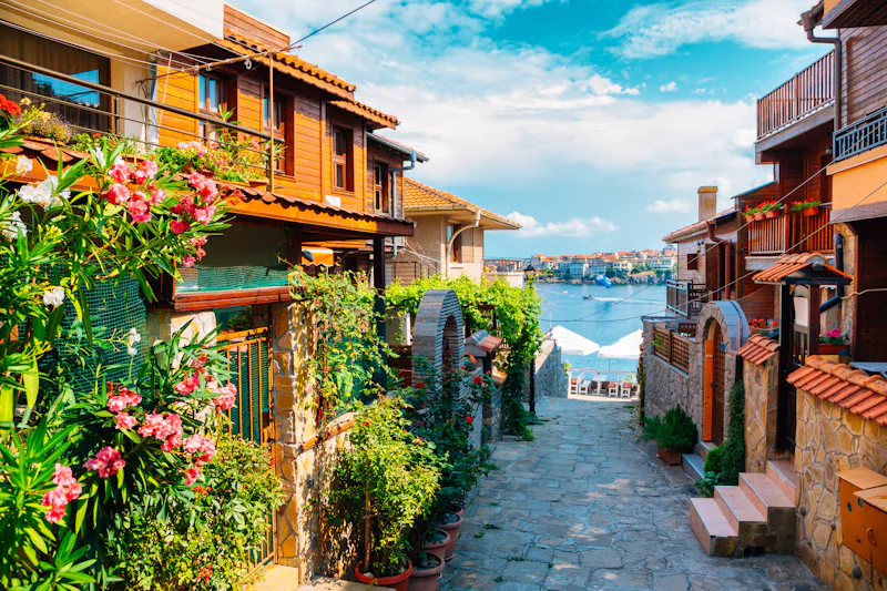 black sea and old town in Sozopol, Bulgaria&nbsp;&ndash;&nbsp;&copy;&nbsp;©Sanga - stock.adobe.com
