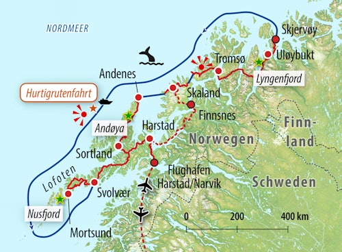 Ihre Reiseroute durch Norwegen – © Eberhardt TRAVEL
