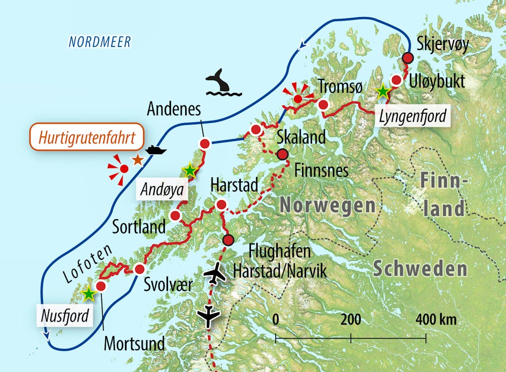 Ihre Reiseroute durch Norwegen – © Eberhardt TRAVEL