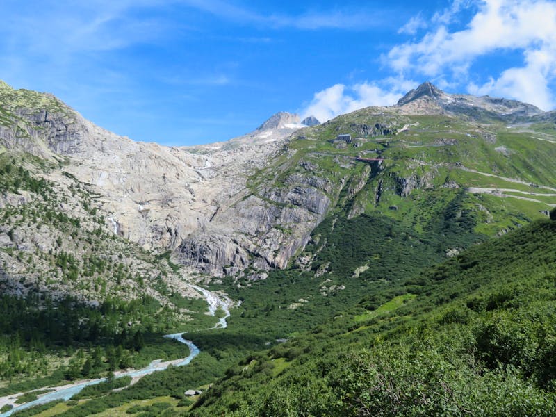 Fahrt mit der Furka-Dampfbahn -Blick zum Bett des Rhonegletschers - ©Annette Weise