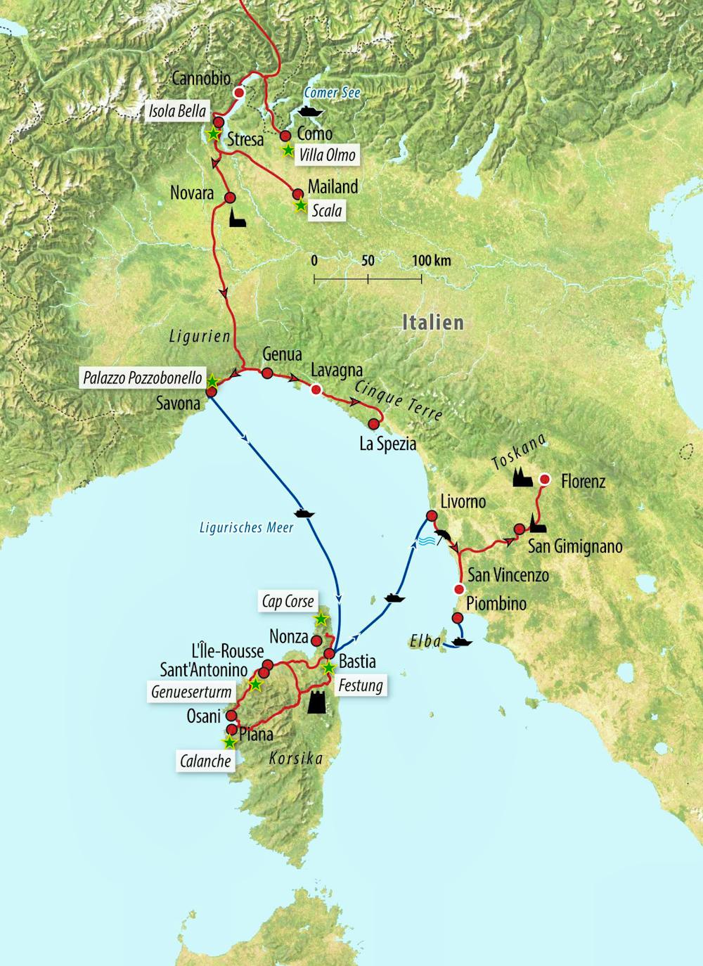 Ihre Mietwagen-Rundreiseroute in Italien – © Eberhardt TRAVEL