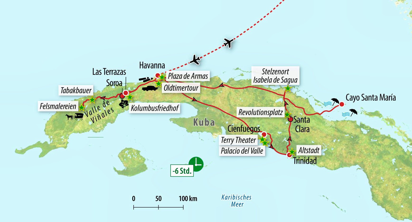 Ihre Rundreise-Route auf Kuba&nbsp;&ndash;&nbsp;&copy;&nbsp;Eberhardt TRAVEL
