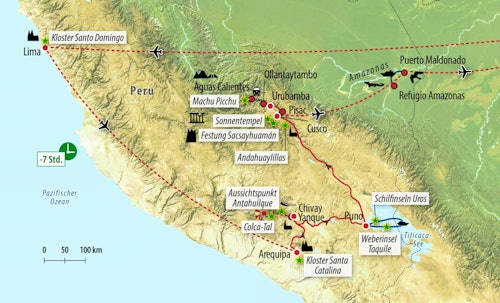 Ihre Rundreise-Route in Peru – © Eberhardt TRAVEL