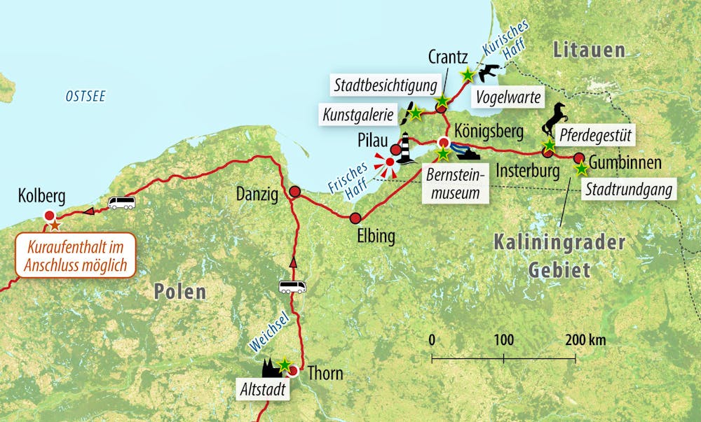 Ihre Reiseroute im Kaliningrader Gebiet – © Eberhardt TRAVEL