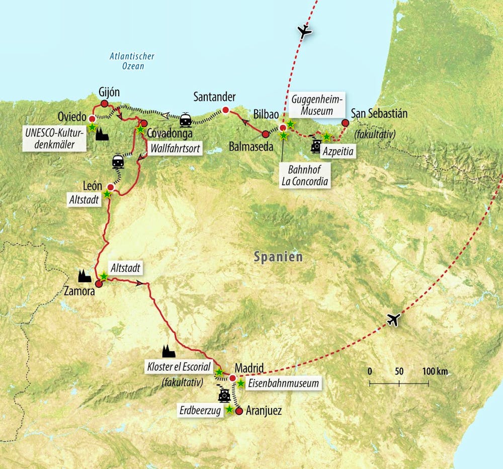 Ihre Zug-Rundreise-Route in Spanien – © Eberhardt TRAVEL