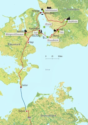 Ihre Rundreise-Route in Dänemark und Schweden – © Eberhardt TRAVEL
