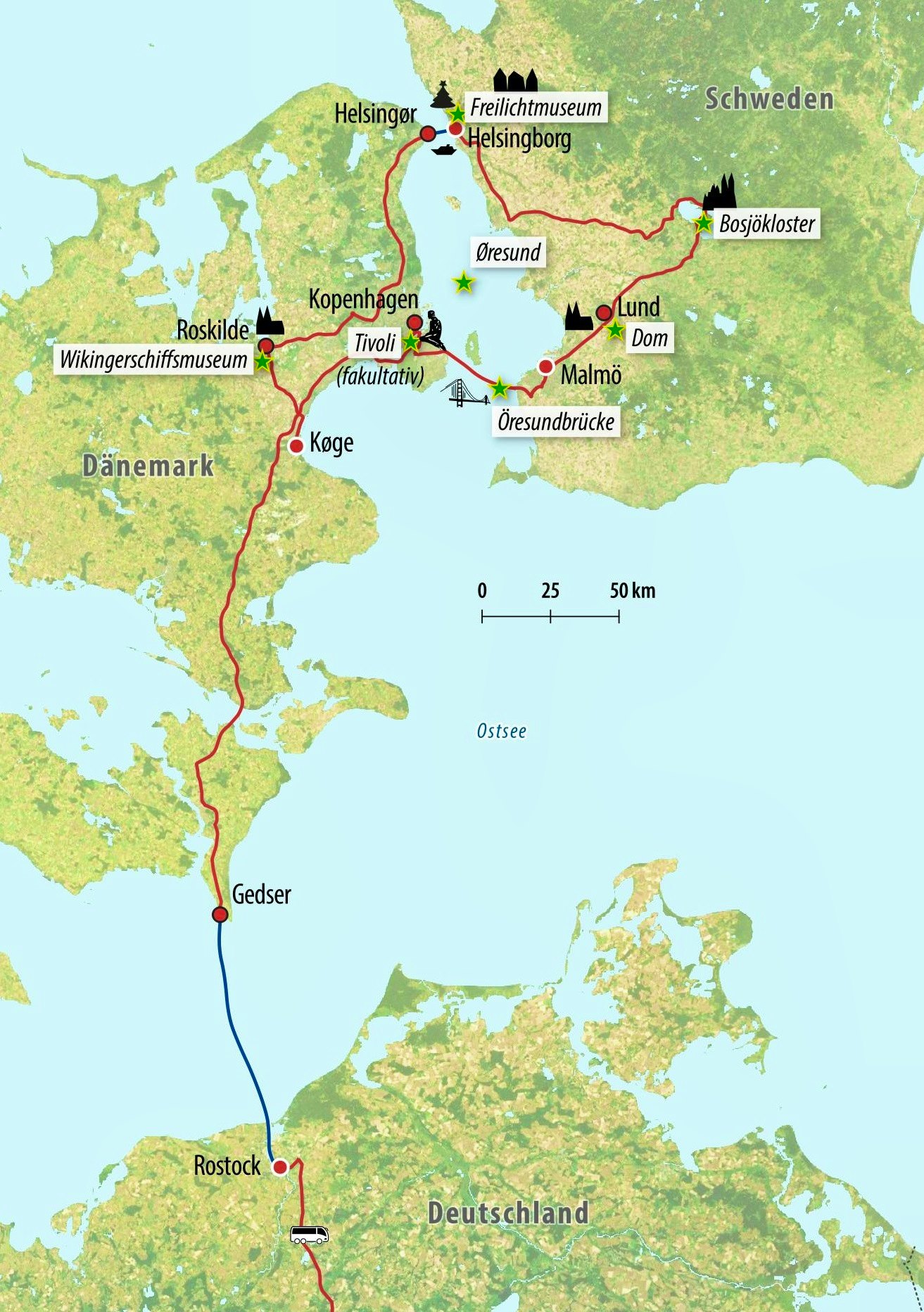 Ihre Rundreise-Route in Dänemark und Schweden&nbsp;&ndash;&nbsp;&copy;&nbsp;Eberhardt TRAVEL