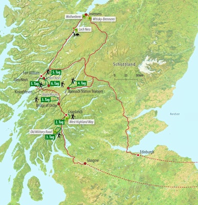 Ihre Rundreise-Route in Schottland – © Eberhardt TRAVEL