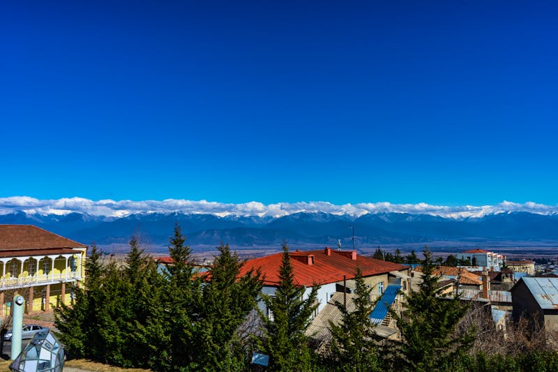 Georgien - Altstadt von Telavi und der Kaukasus - ©Anna Bogush - stock.adobe.com