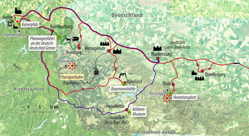 Ihre Reiseroute mit Anreise ab Sachsen – © Eberhardt TRAVEL