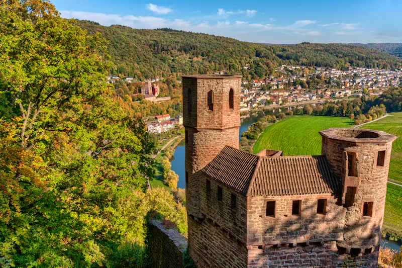 Neckarsteinach - Blick über die Burg Schadeck und den Neckar - &copy;kraichgaufoto - adobeStock.com