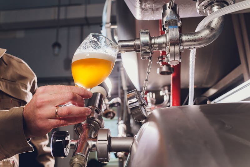 Bier frisch gezapft - Qualitätskontrolle in einer Brauerei - ©??????? ???????? - AdobeStock.com