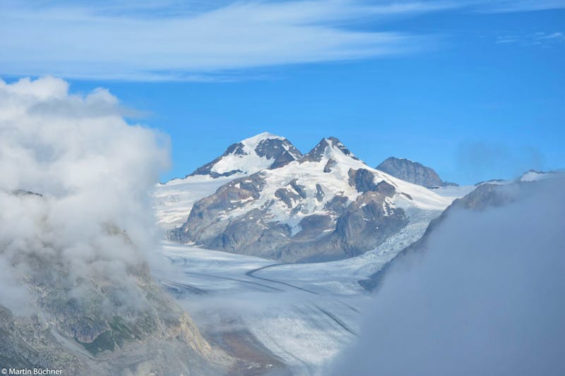 Eggishorn (ca. 2.869 m) - Concordiaplatz, Mönch, Trugberg (3.933 m) und Eiger - ©Martin Büchner
