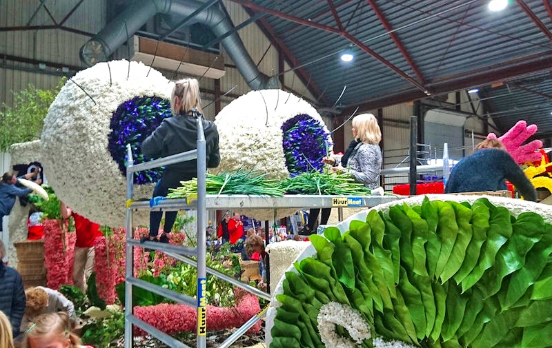Die Umzugswagen für den Blumenkorso werden gebaut - Sassenheim - ©Stefan Jahnke - Eberhardt TRAVEL