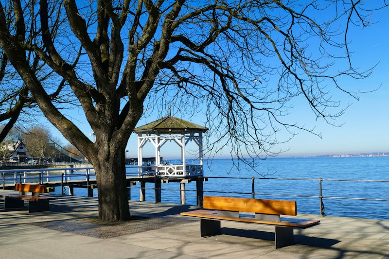 Bregenz am Bodensee - Seepromenade und Pavillon in der Wintersaison - ©ZIHE - stock.adobe.com
