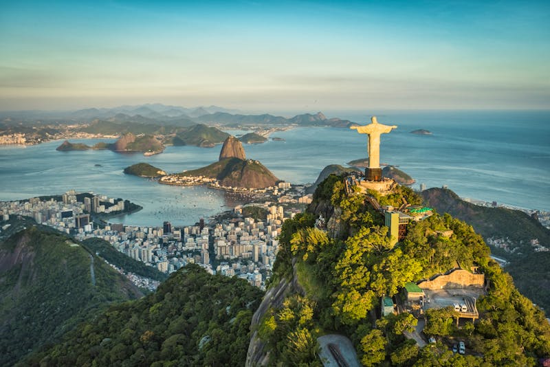 RIO DE JANEIRO, BRAZIL - FEBRUARY 2016: Aerial view of Christ and Botafogo Bay from high angle. - ©marchello74 - Fotolia