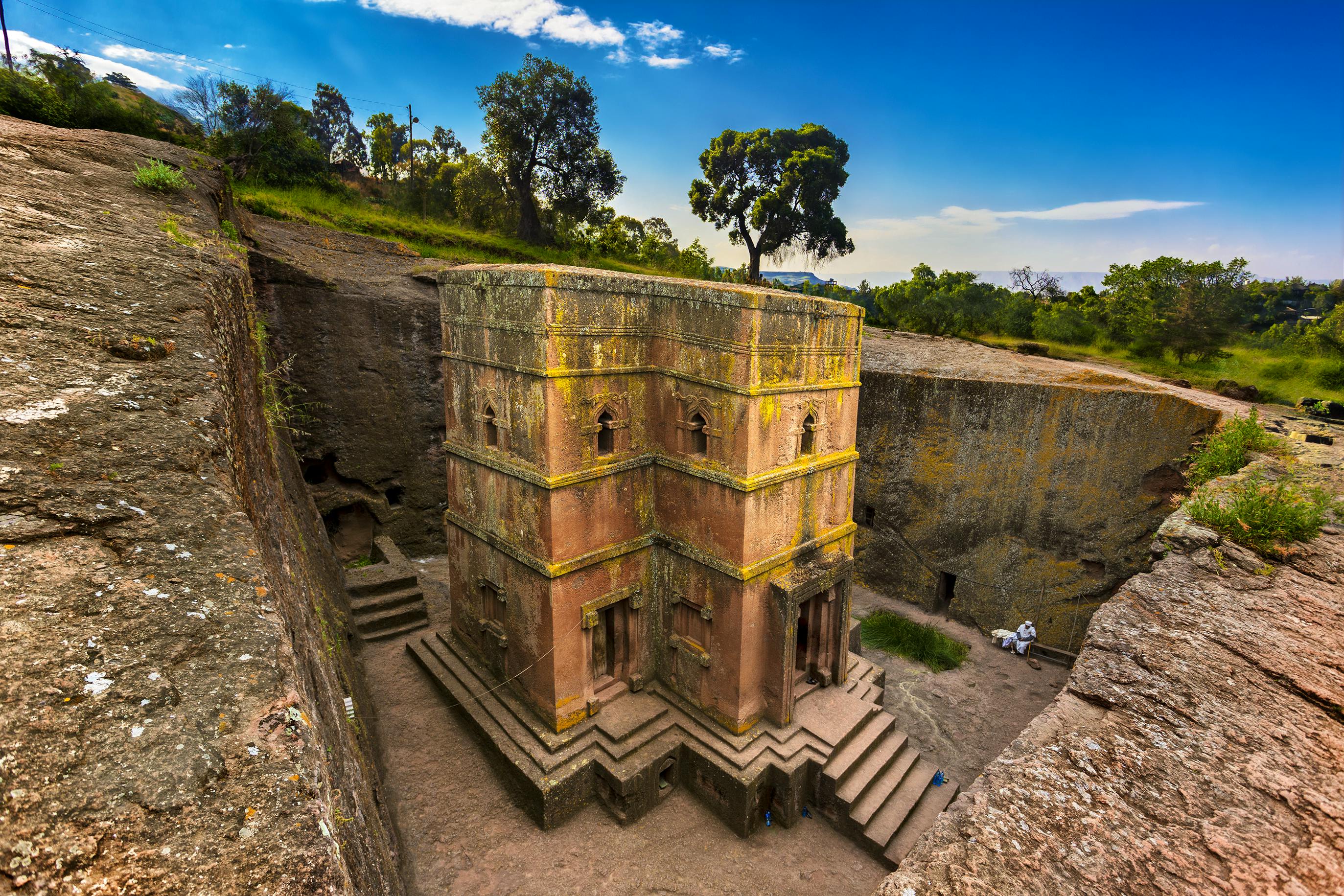 Ethiopia  Lalibela  Monolithic church of Saint George  Bet Giyorgis in Amharic  in the shape of a cross  The churches of Lalibela is on UNESCO World Heritage List&nbsp;&ndash;&nbsp;&copy;&nbsp;WitR - Fotolia
