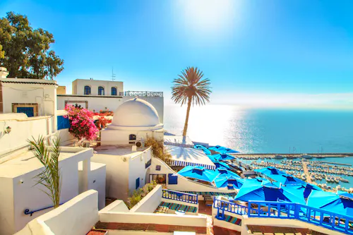 The famous cafe in Sidi Bou Said  Eastern fairy tale with a French charm  &ndash; &copy; lizavetta - stock.adobe.com