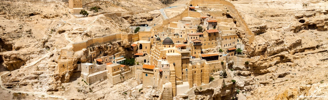 Holy Lavra of Saint Sabbas  Mar Saba  Eastern Orthodox Christian monastery overlooking the Kidron Valley halfway the Old City of Jerusalem and the Dead Sea  West Bank  Palestine  Israel  – © Dmitry - stock.adobe.com
