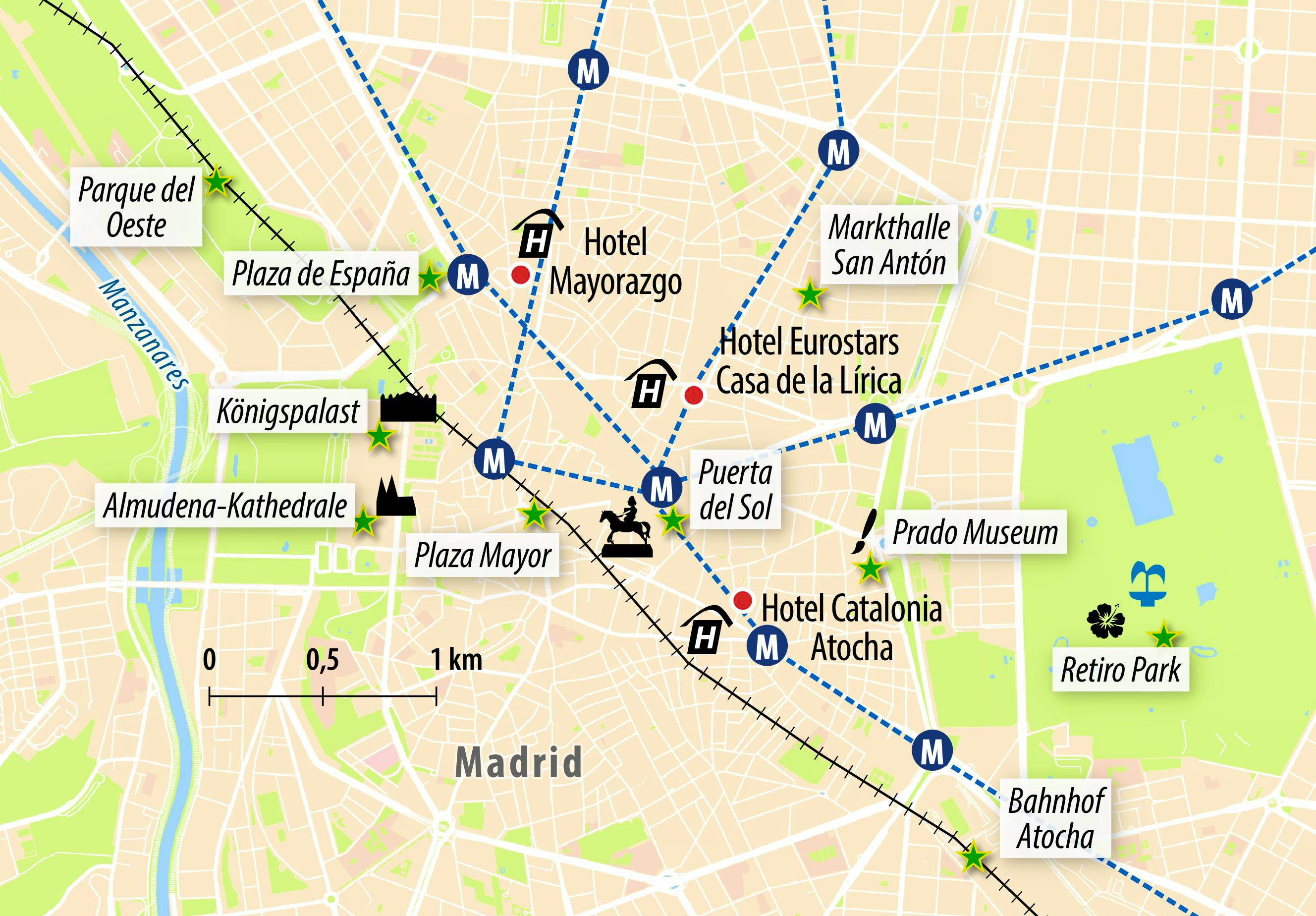 Reisekarte Stadtplan Madrid&nbsp;&ndash;&nbsp;&copy;&nbsp;Eberhardt TRAVEL