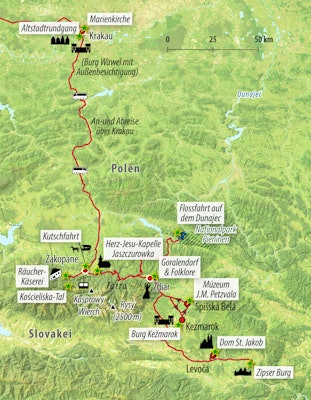 Reisekarte Rundreise Hohe Tatra Polen und Slowakei – © Eberhardt TRAVEL