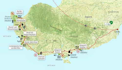   Reisekarte Single-Silvester auf der Insel Zypern – © Eberhardt TRAVEL