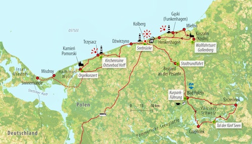 Reisekarte Singlereise Erholung an der Polnischen Ostsee – © Eberhardt TRAVEL