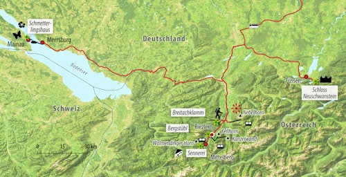 Reisekarte Singlereise Kleinwalsertal - Bodensee und Allgäu – © Eberhardt TRAVEL