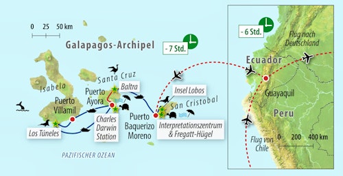 Reisekarte Galapagos-Inseln – © Eberhardt TRAVEL