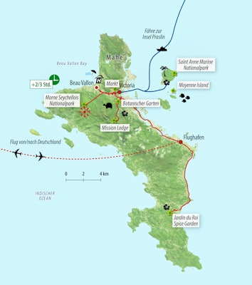 Reisekarte Seychellen - Insel Mahe – © Eberhardt TRAVEL