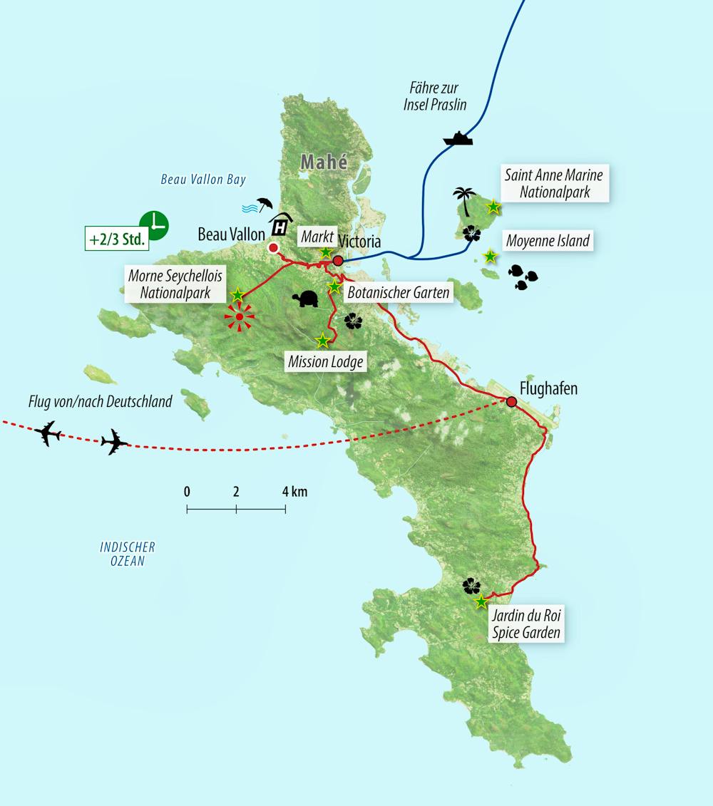 Reisekarte Seychellen - Insel Mahe – © Eberhardt TRAVEL