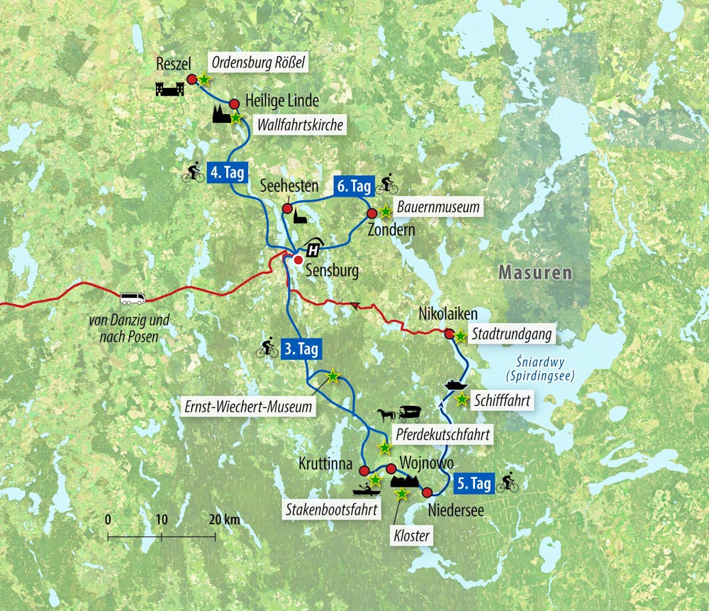 Reisekarte Masuren – © Eberhardt TRAVEL