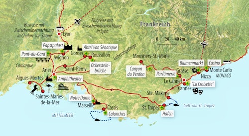 Reisekarte Südfrankreich – Provence und Cote d`Azur - 12 Tage  – © Eberhardt TRAVEL