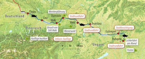 Reisekarte HU-ROSSI 2024 - Klassische Donau-Kreuzfahrt mit der MS Dutch Grace – © Eberhardt TRAVEL