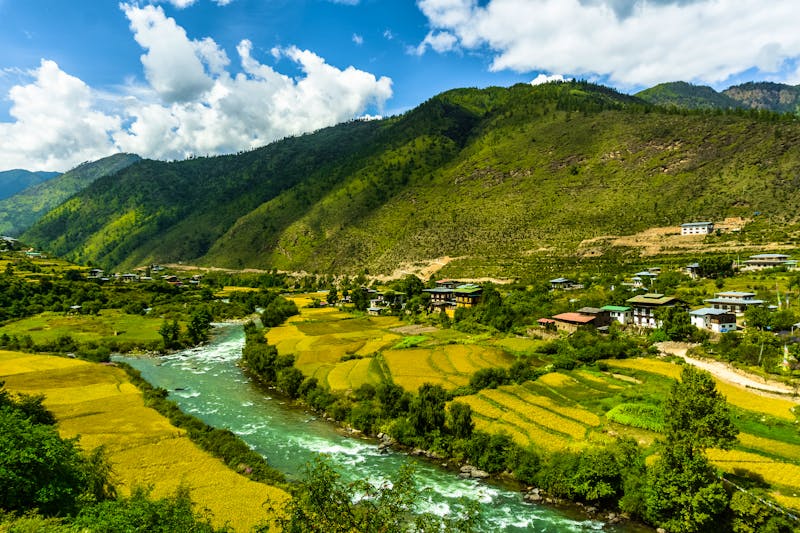 Landschaft in Bhutan mit Feldern und Reisterrassen - ©Handerson - stock.adobe.com