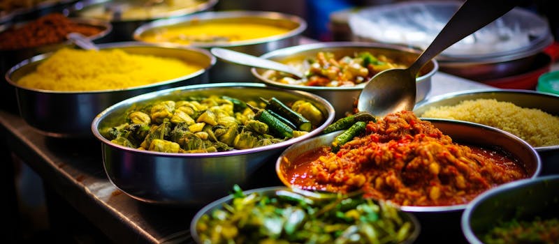 Bangkok - thailändisches Essen mit Reis und Curry auf einem Straßenmarkt - ©2ragon - stock.adobe.com