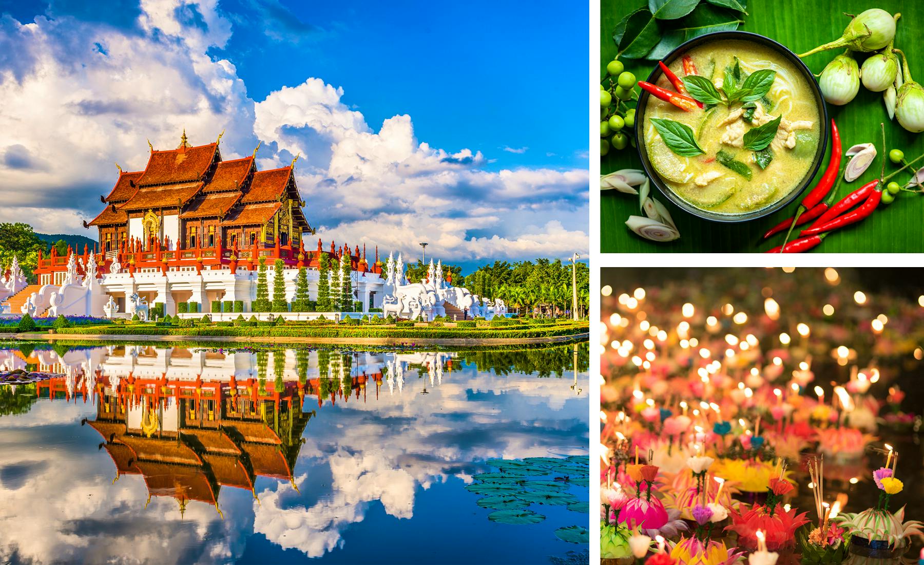 Thailand - Gartenkunst und Tempel in Chiang Mai, grünes Thai-Curry und Lichterfest in Bangkok – © SeanPavonePhoto, chokniti, Bigc Studio - stock.adobe.com